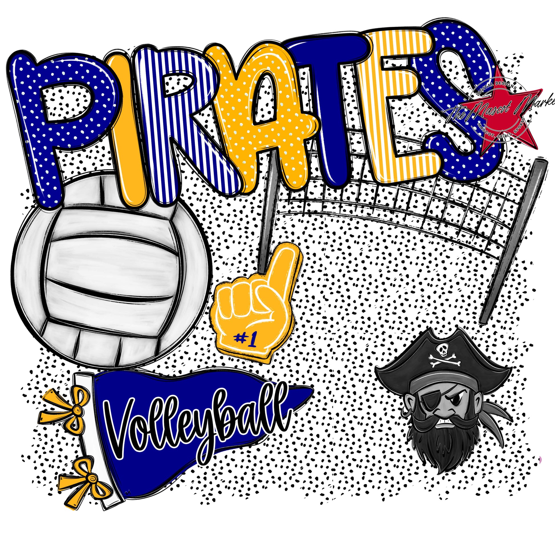 Pirates Volleyball Spirit-Blue & Yellow