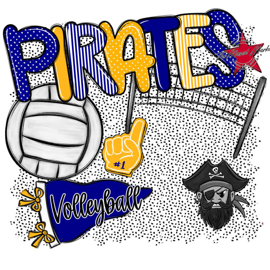 Pirates Volleyball Spirit-Blue & Yellow