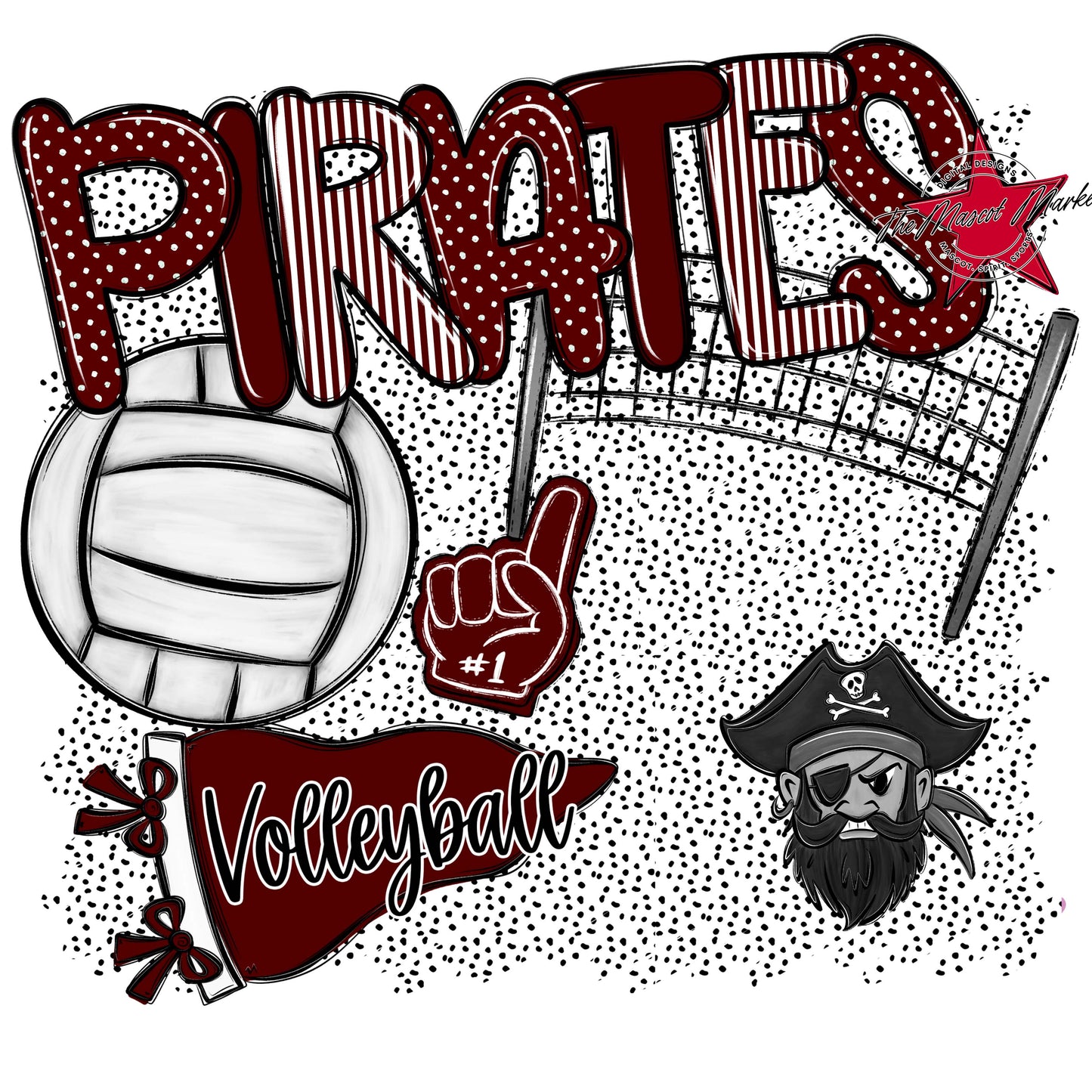 Pirates Volleyball Spirit-Maroon