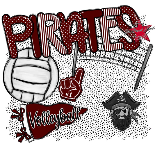 Pirates Volleyball Spirit-Maroon