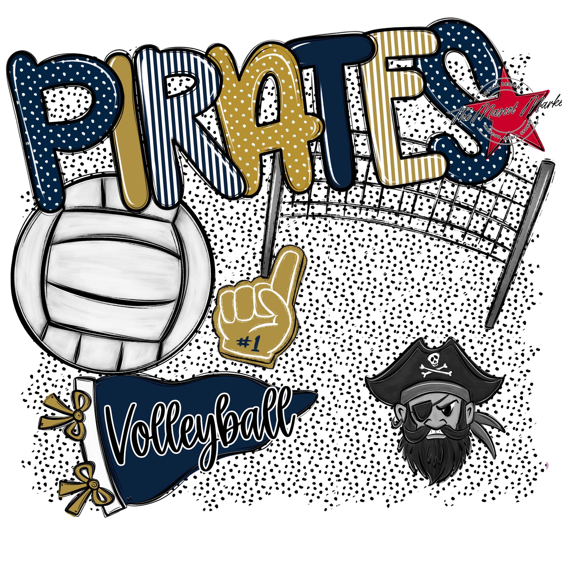 Pirates Volleyball Spirit-Navy & Gold