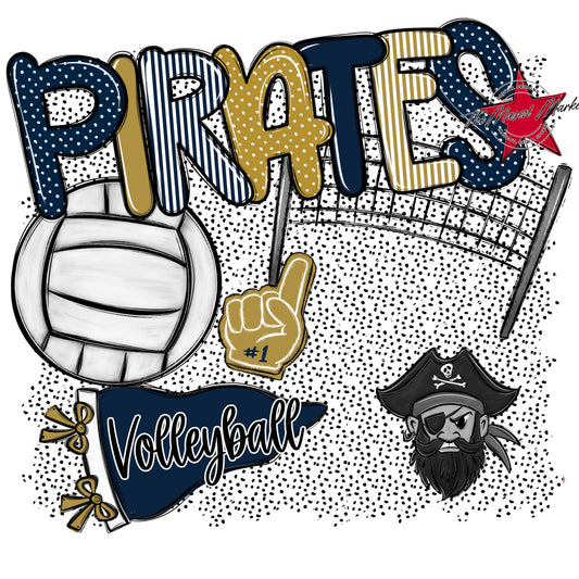 Pirates Volleyball Spirit-Navy & Gold