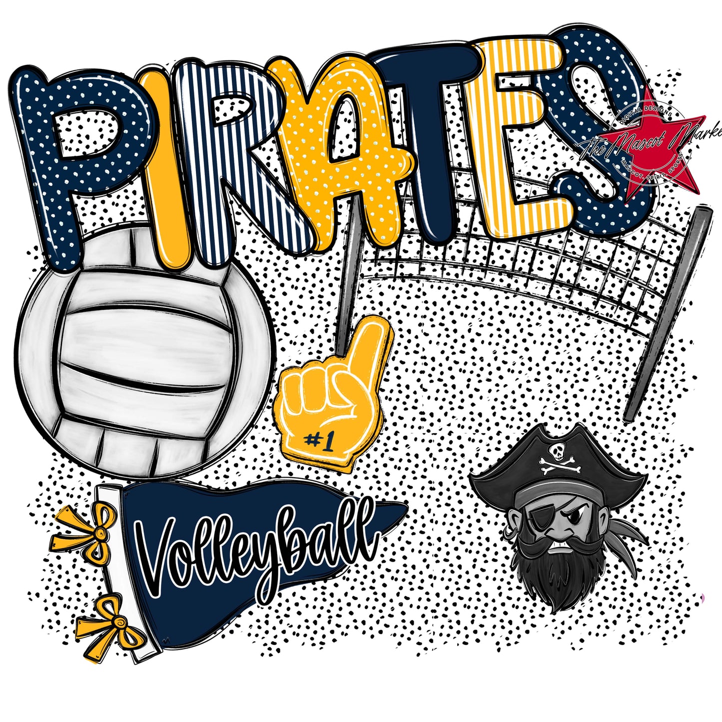 Pirates Volleyball Spirit-Navy & Yellow