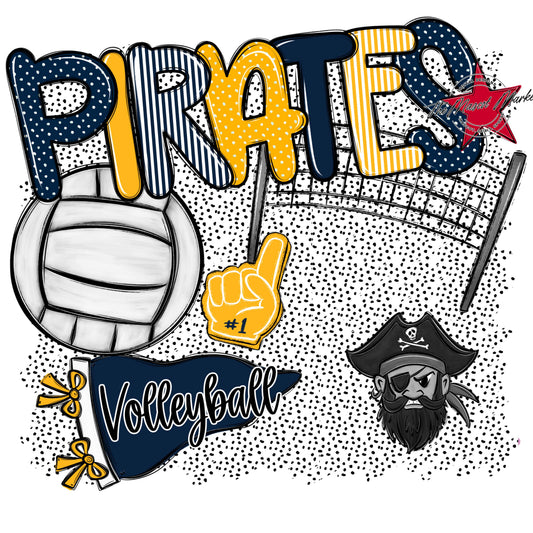 Pirates Volleyball Spirit-Navy & Yellow