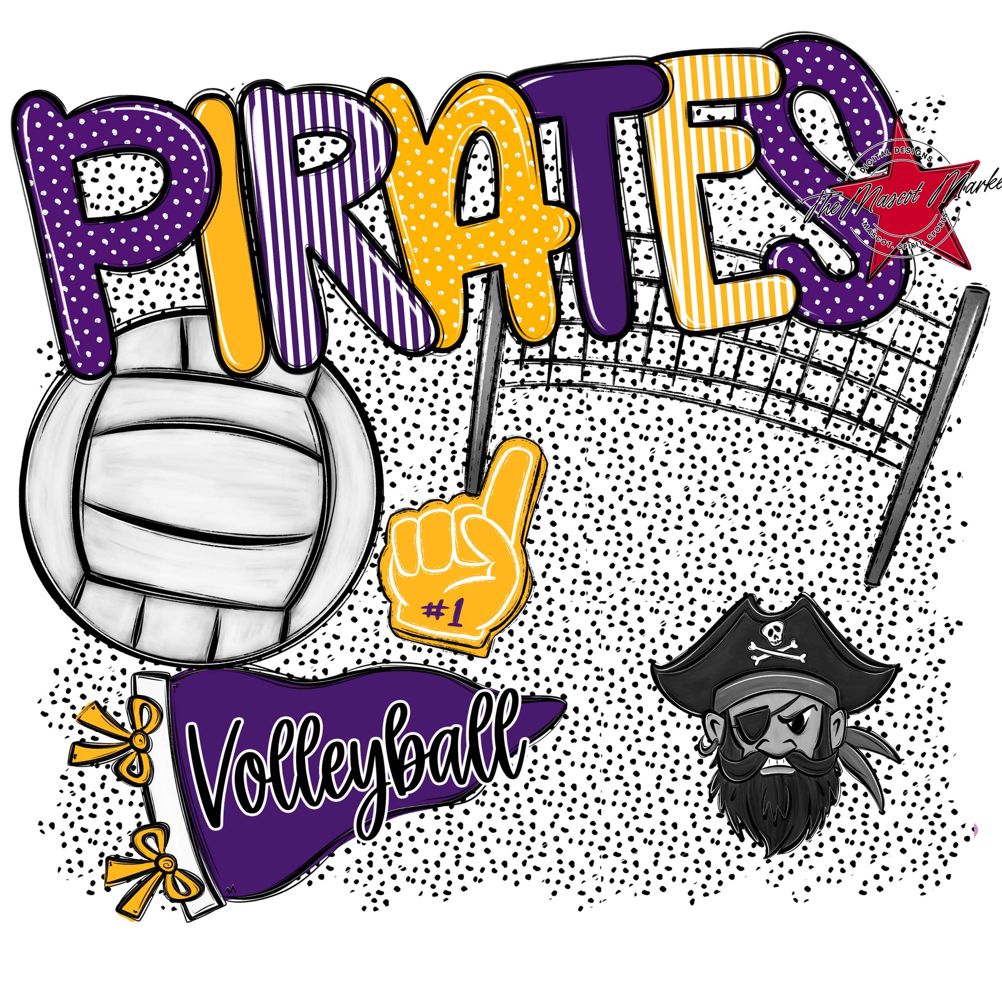 Pirates Volleyball Spirit-Purple & Yellow
