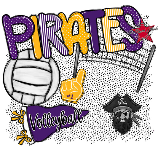 Pirates Volleyball Spirit-Purple & Yellow
