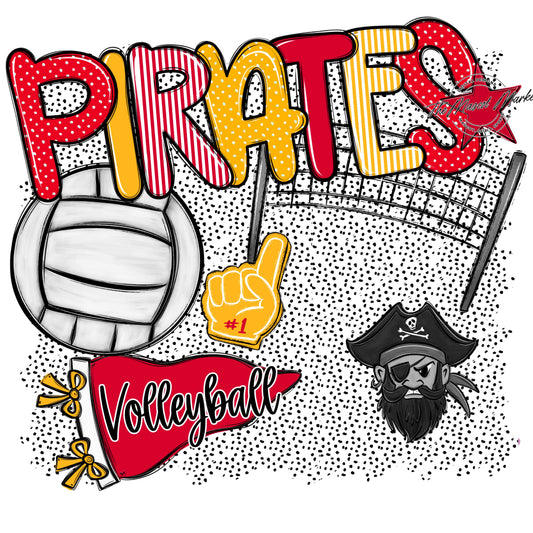 Pirates Volleyball Spirit-Red & Yellow