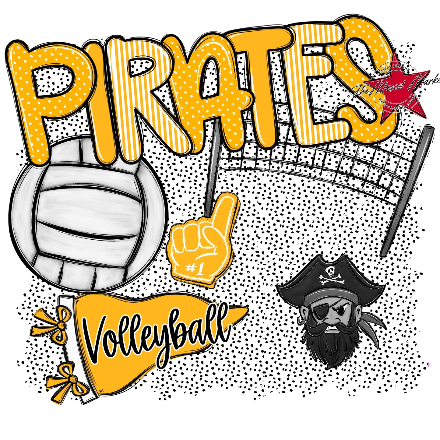 Pirates Volleyball Spirit-Yellow