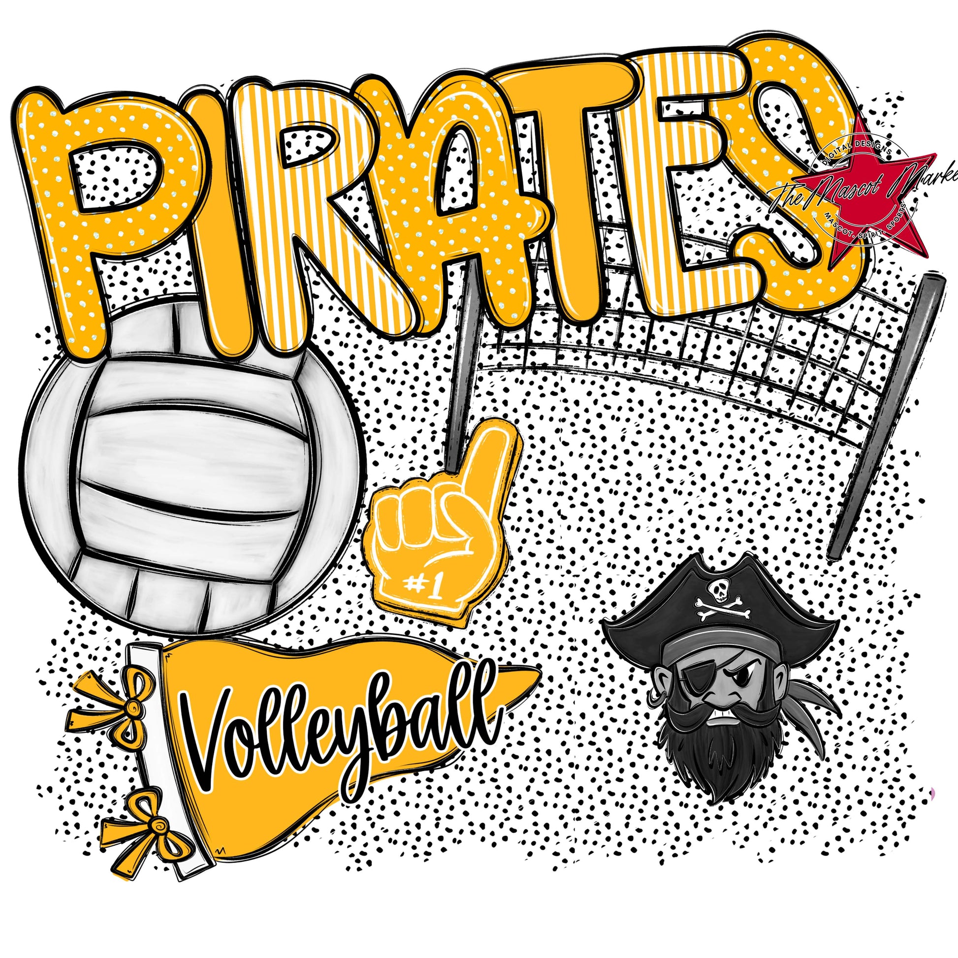 Pirates Volleyball Spirit-Yellow