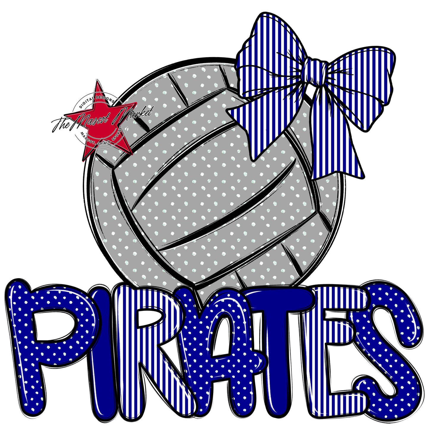 Pirates Volleyball Spirit Design-Blue