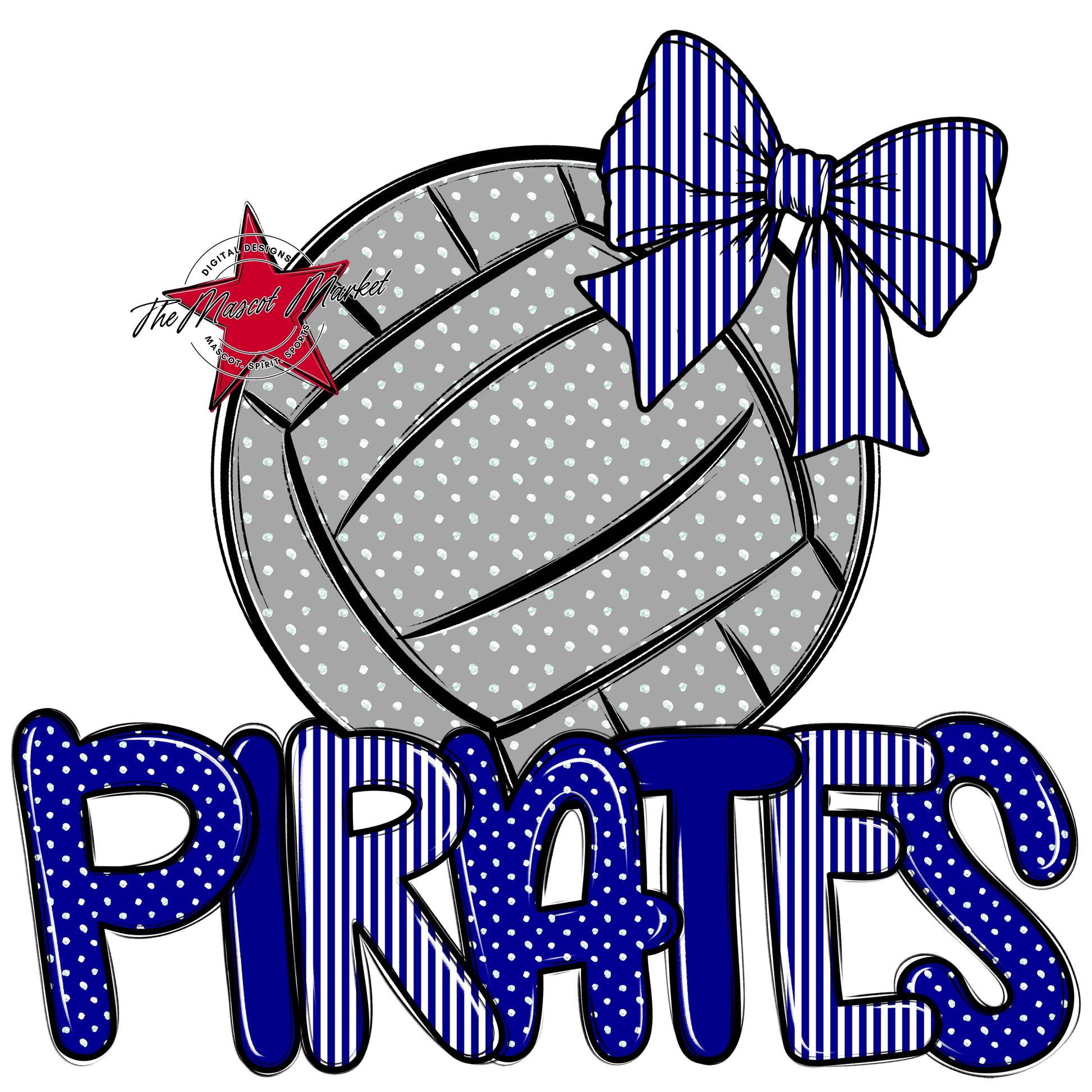 Pirates Volleyball Spirit Design-Blue