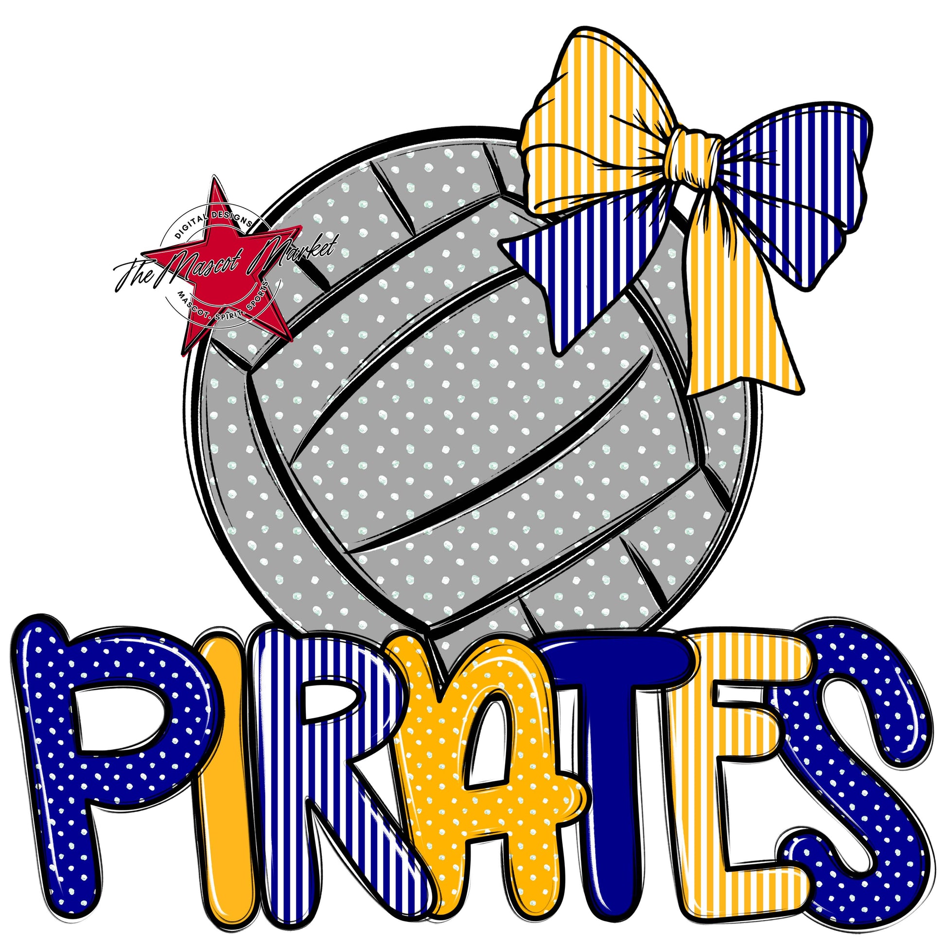 Pirates Volleyball Spirit Design-Blue & Yellow