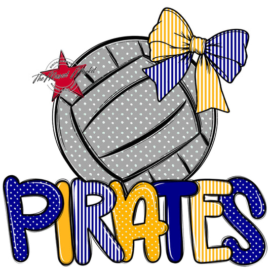 Pirates Volleyball Spirit Design-Blue & Yellow