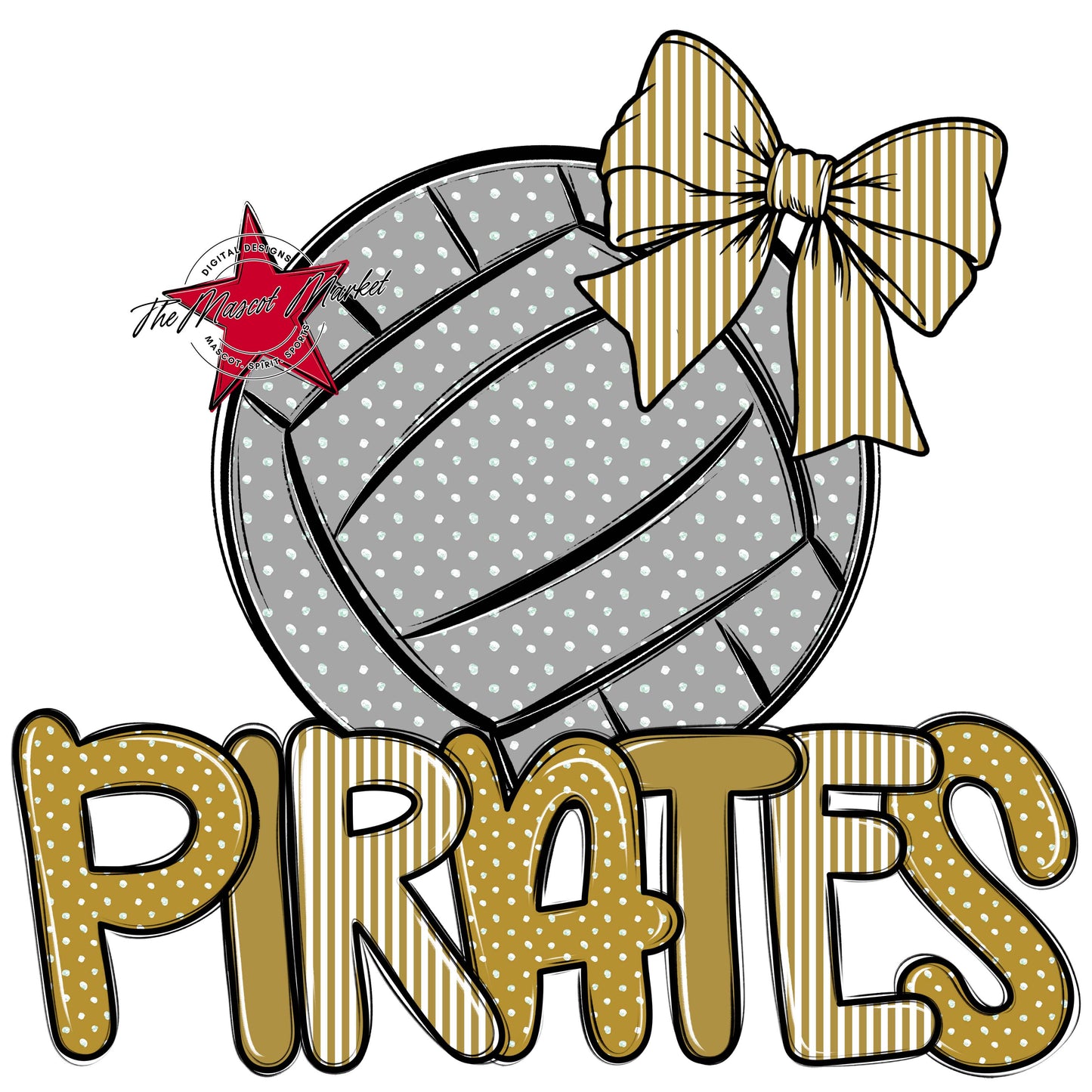 Pirates Volleyball Spirit Design-Gold