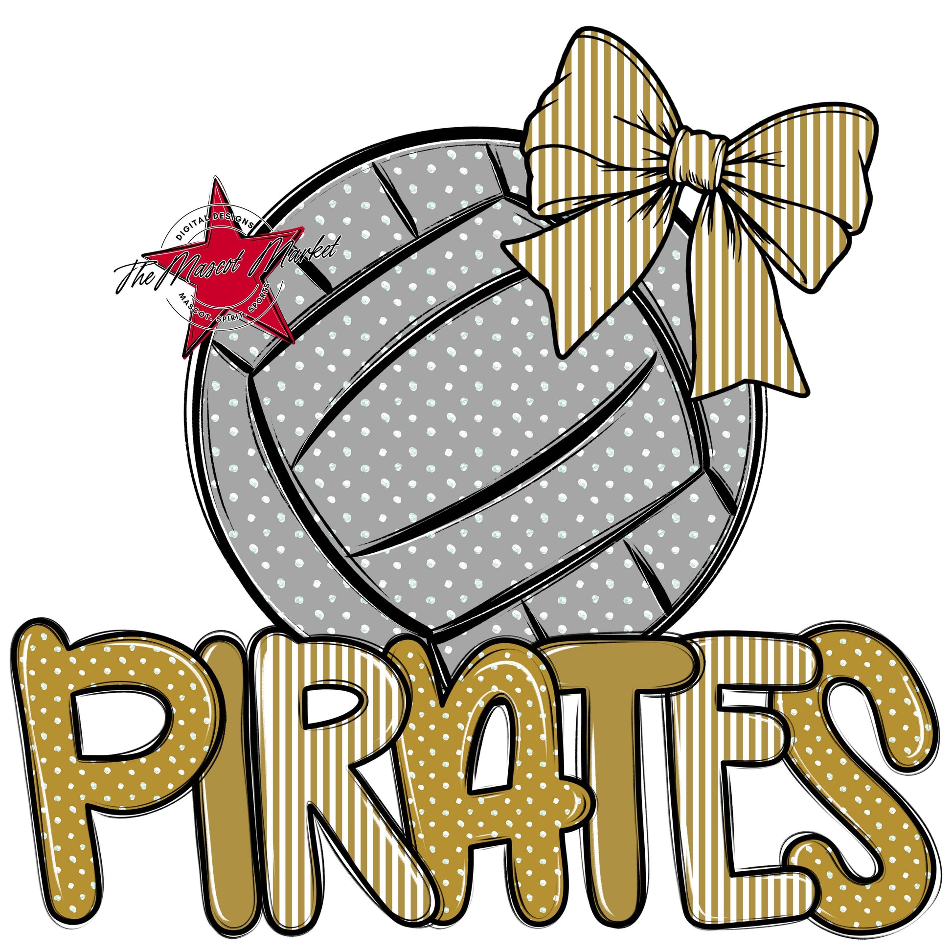 Pirates Volleyball Spirit Design-Gold