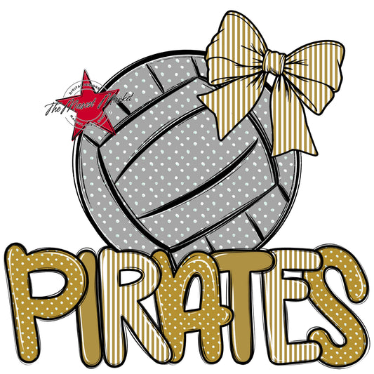 Pirates Volleyball Spirit Design-Gold