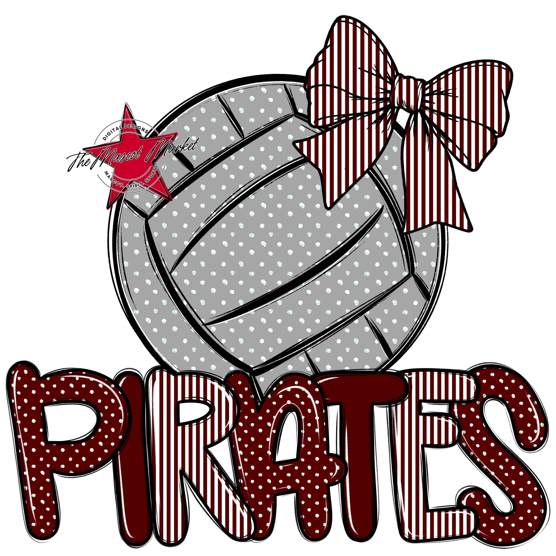 Pirates Volleyball Spirit Design-Maroon
