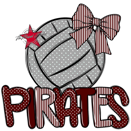 Pirates Volleyball Spirit Design-Maroon