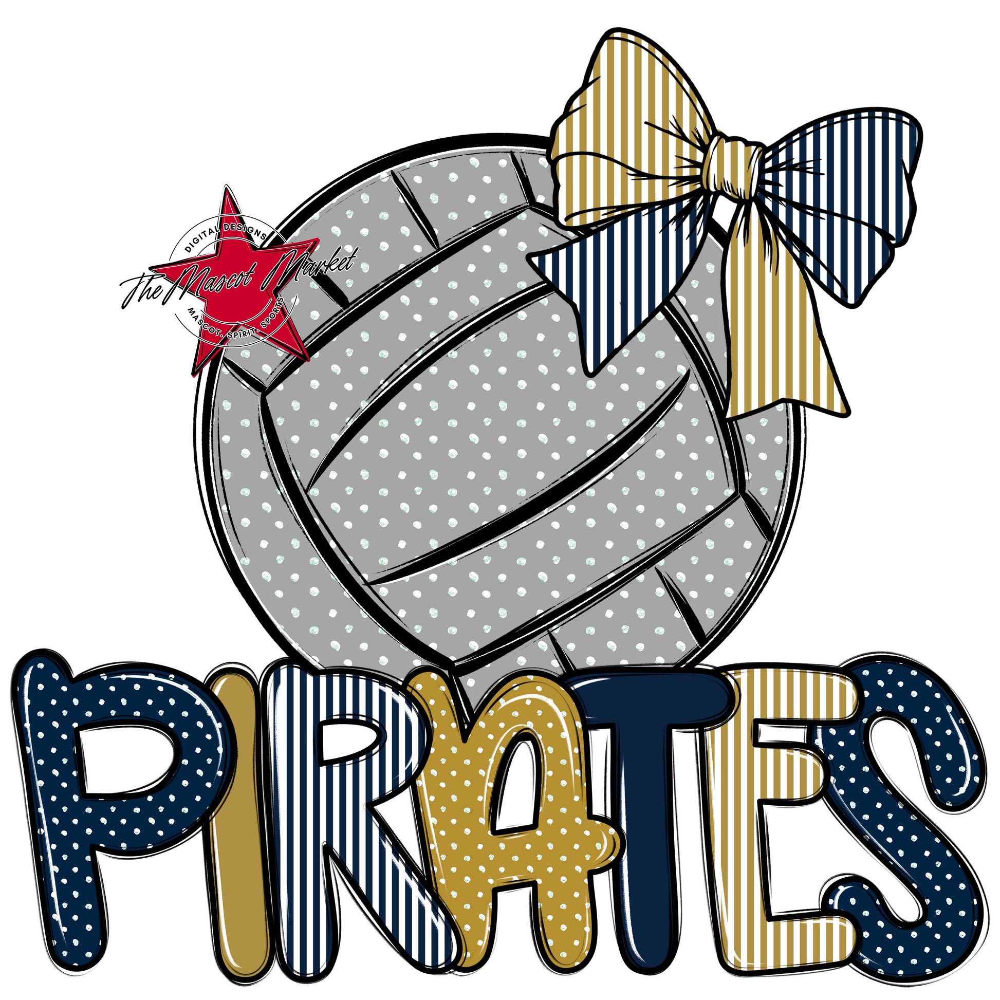 Pirates Volleyball Spirit Design-Navy & Gold