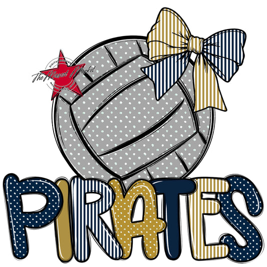 Pirates Volleyball Spirit Design-Navy & Gold
