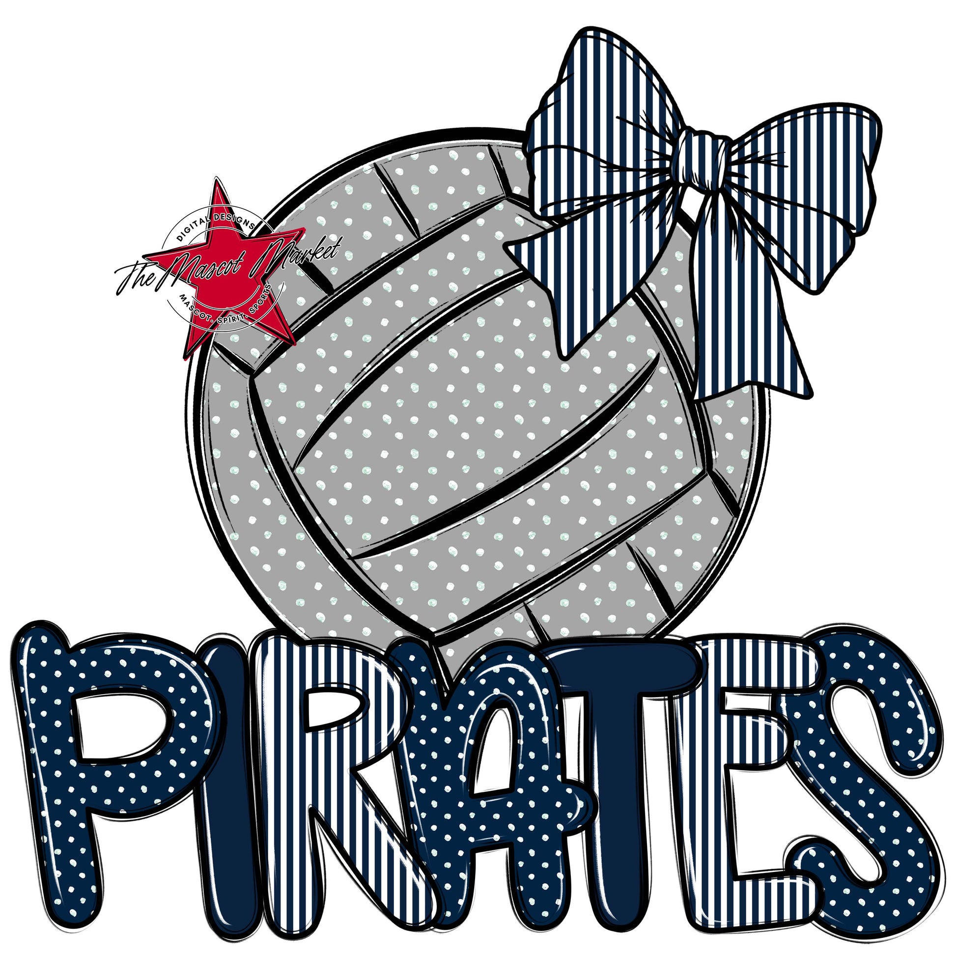 Pirates Volleyball Spirit Design-Navy