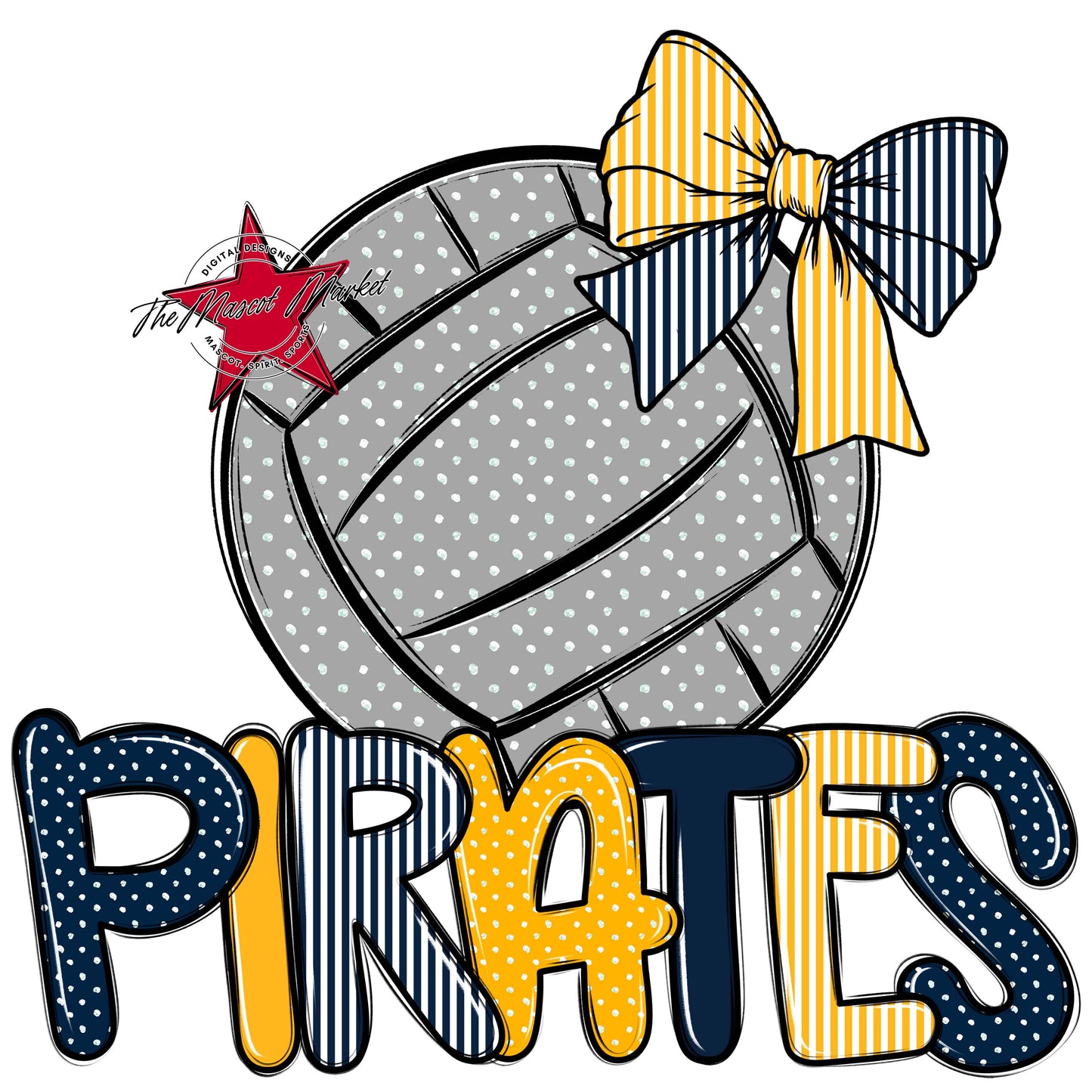 Pirates Volleyball Spirit Design-Navy & Yellow
