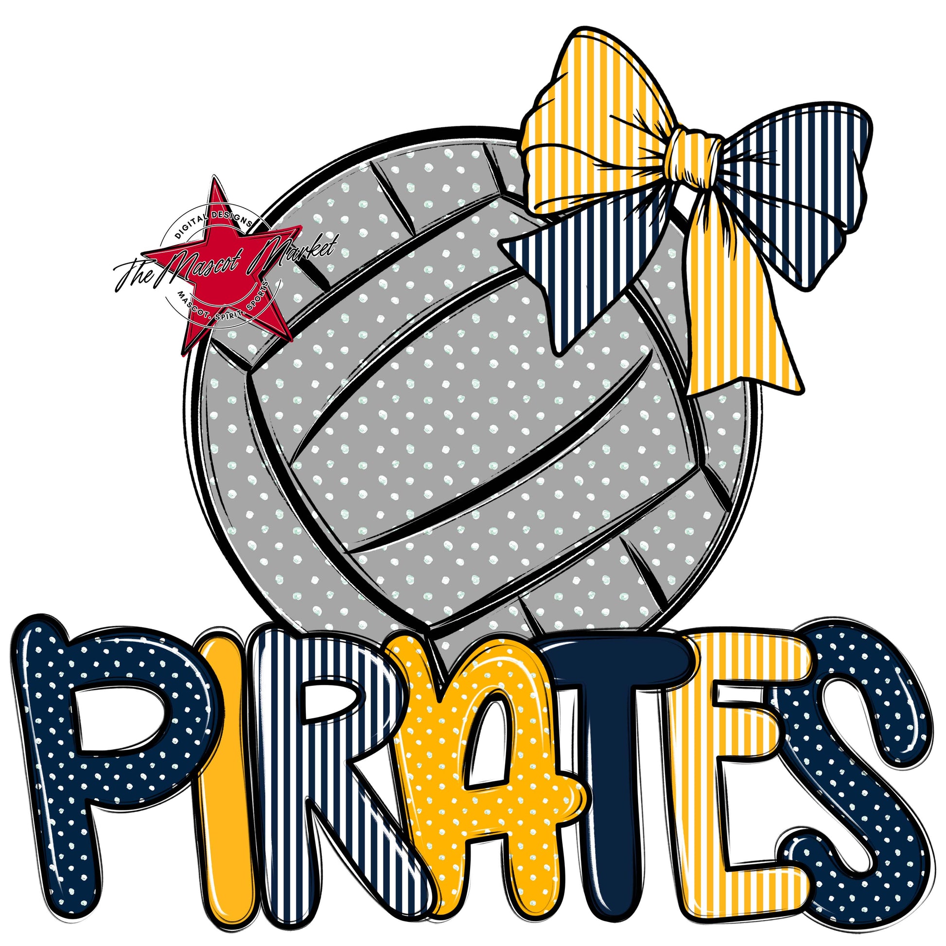 Pirates Volleyball Spirit Design-Navy & Yellow