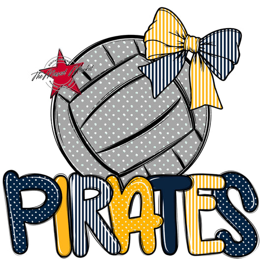 Pirates Volleyball Spirit Design-Navy & Yellow
