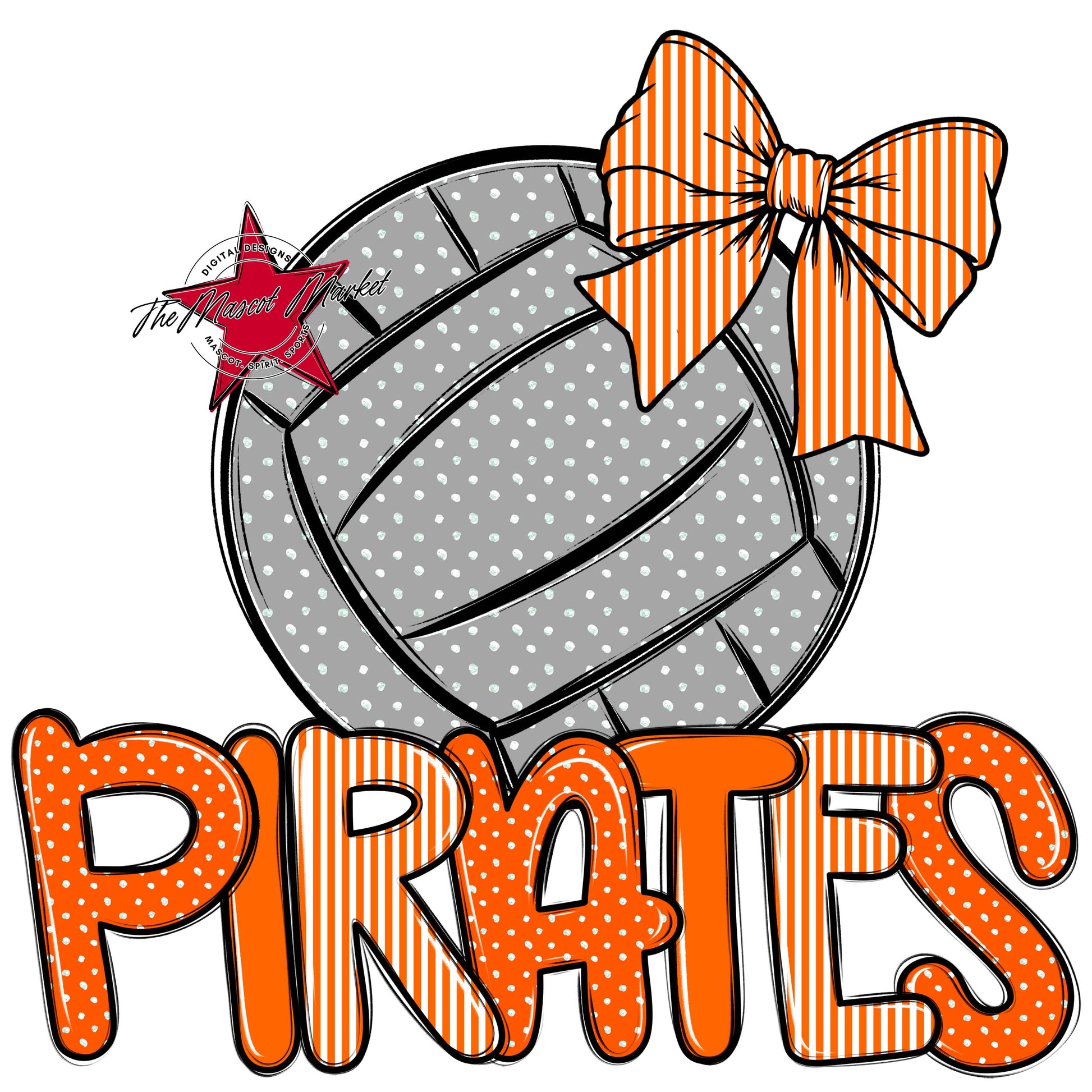 Pirates Volleyball Spirit Design-Orange