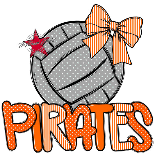 Pirates Volleyball Spirit Design-Orange