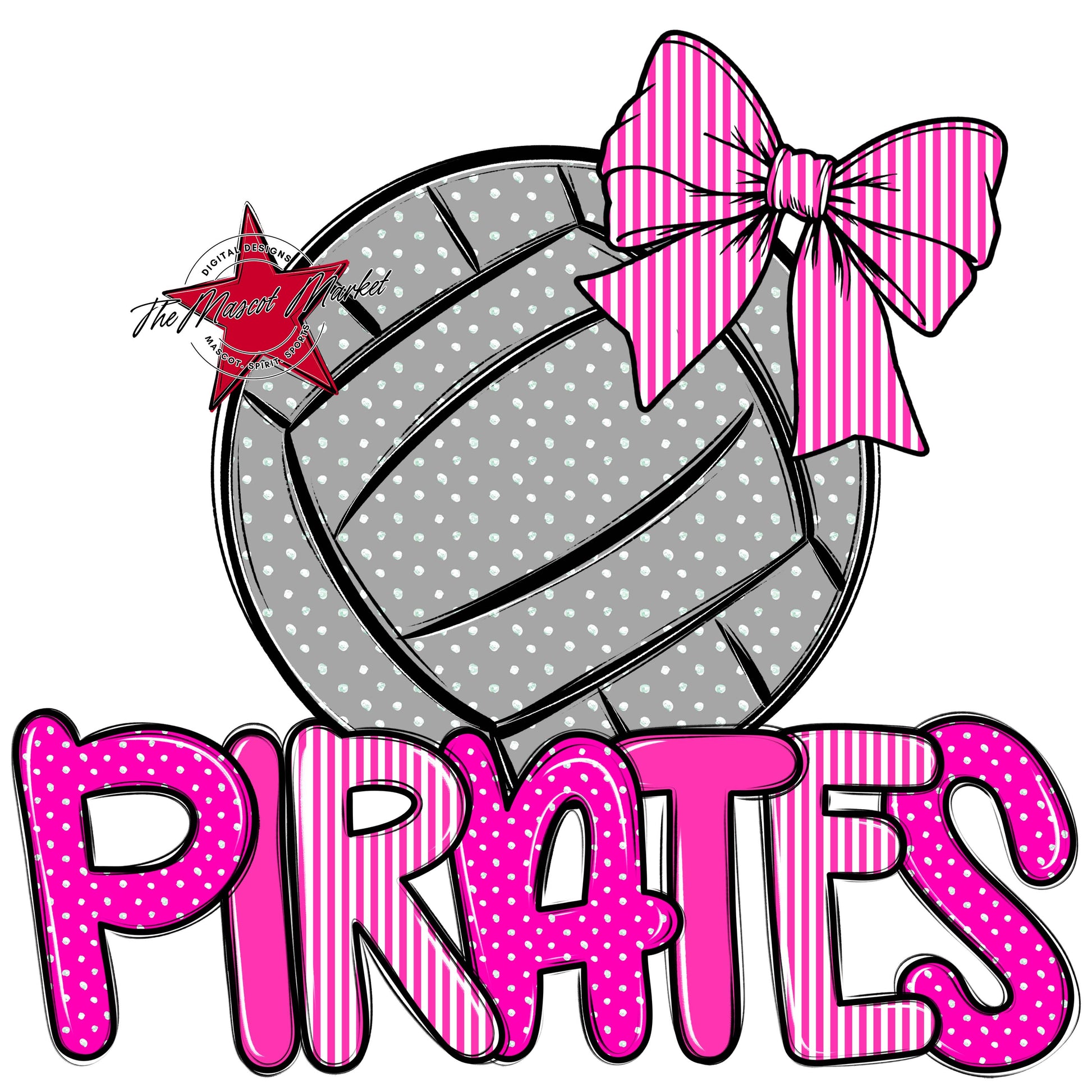 Pirates Volleyball Spirit Design-Pink