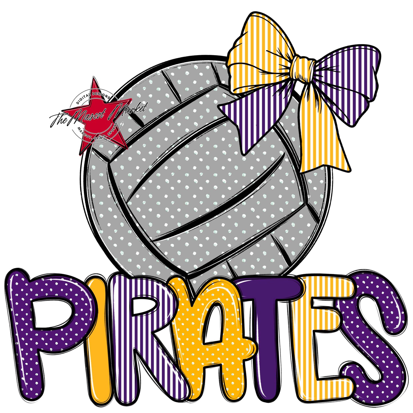 Pirates Volleyball Spirit Design-Purple & Yellow