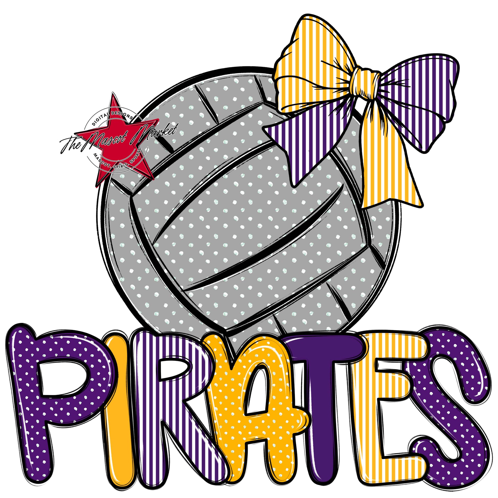 Pirates Volleyball Spirit Design-Purple & Yellow