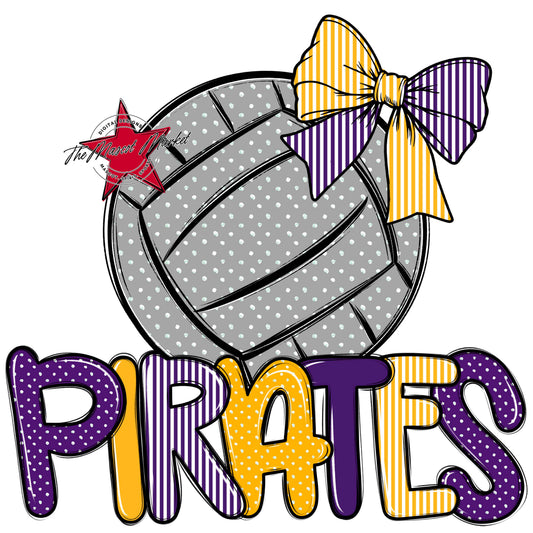 Pirates Volleyball Spirit Design-Purple & Yellow