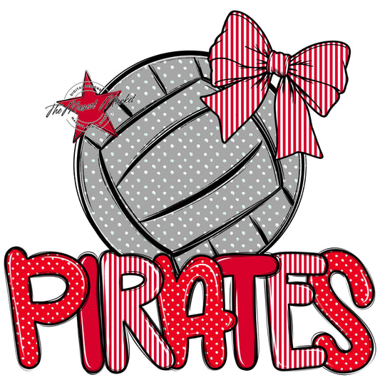 Pirates Volleyball Spirit Design-Red