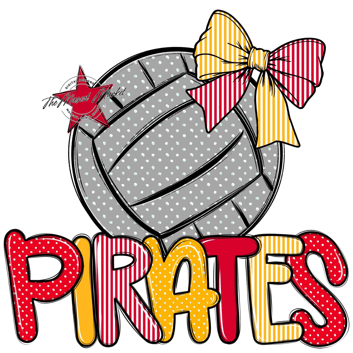 Pirates Volleyball Spirit Design-Red & Yellow