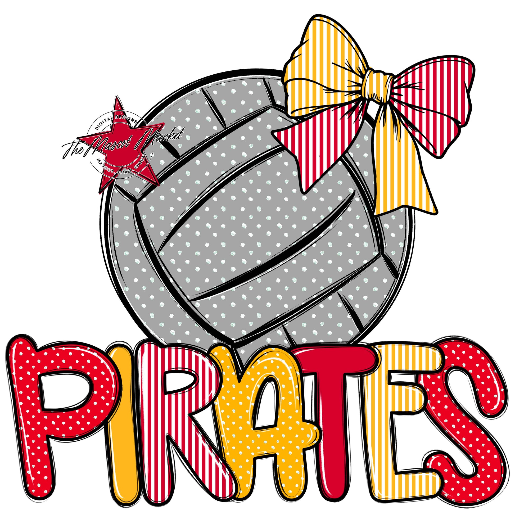 Pirates Volleyball Spirit Design-Red & Yellow