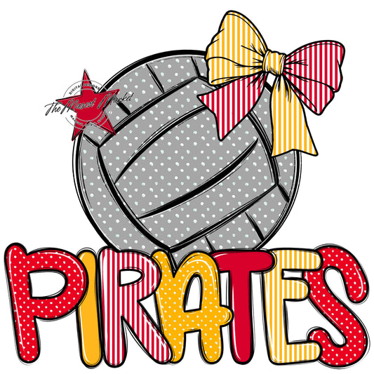 Pirates Volleyball Spirit Design-Red & Yellow
