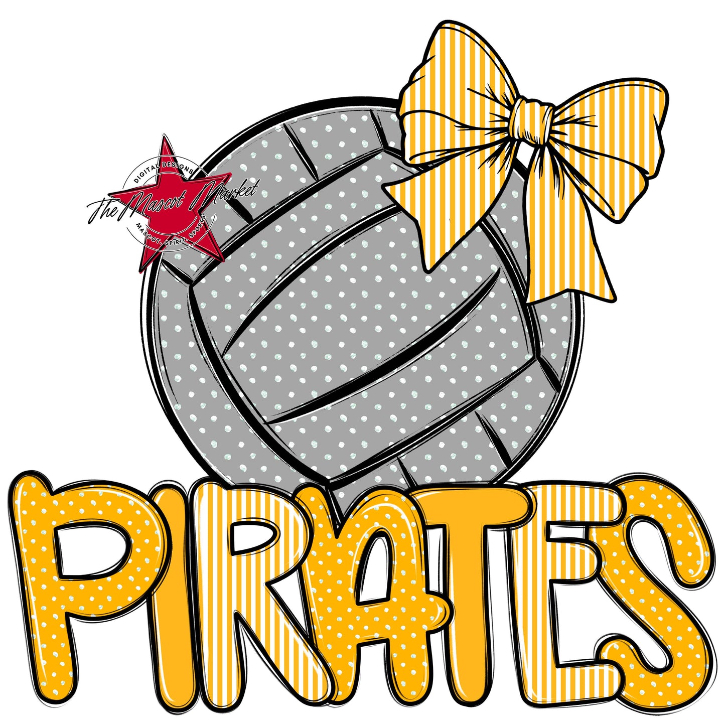 Pirates Volleyball Spirit Design-Yellow