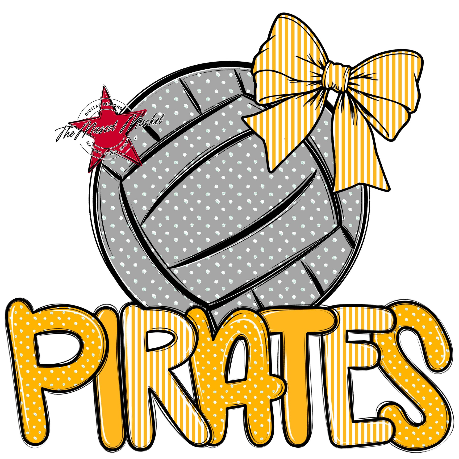 Pirates Volleyball Spirit Design-Yellow