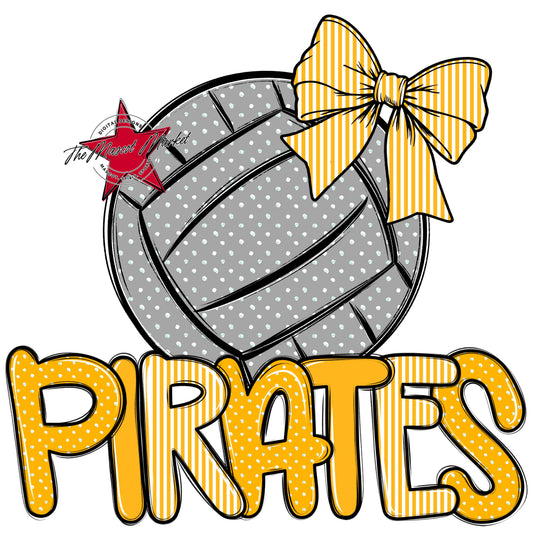 Pirates Volleyball Spirit Design-Yellow