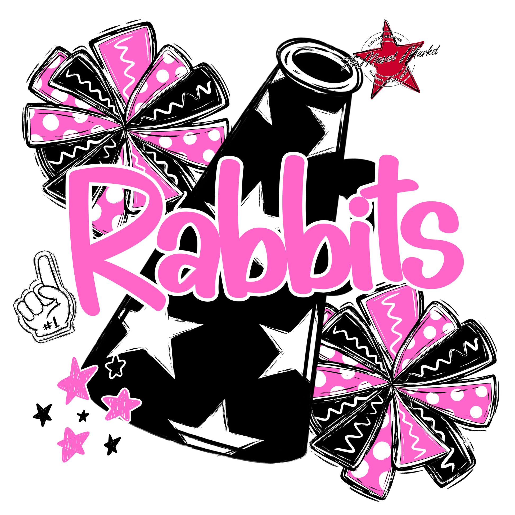 Rabbits Alpha Megaphone Design-Baby Pink