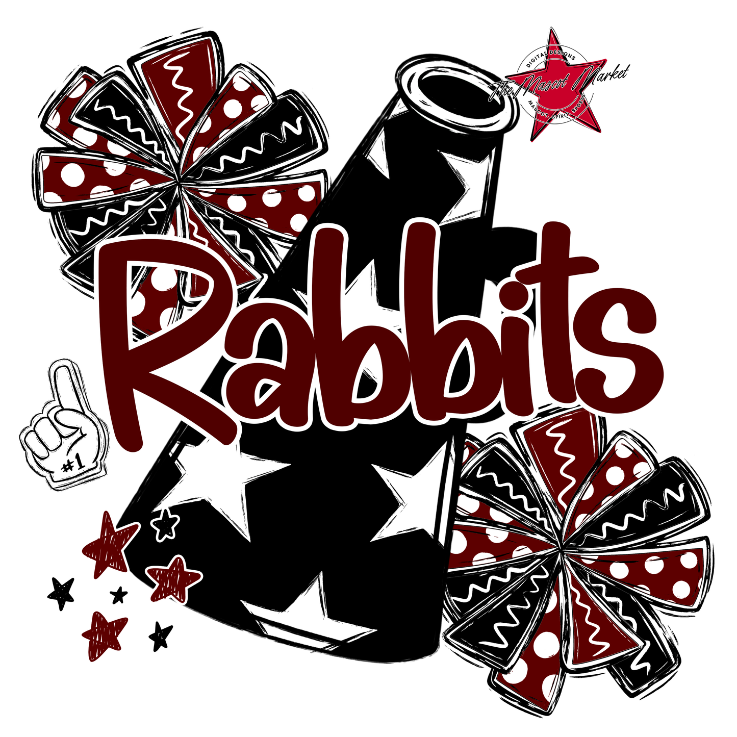 Rabbits Alpha Megaphone Design-Maroon