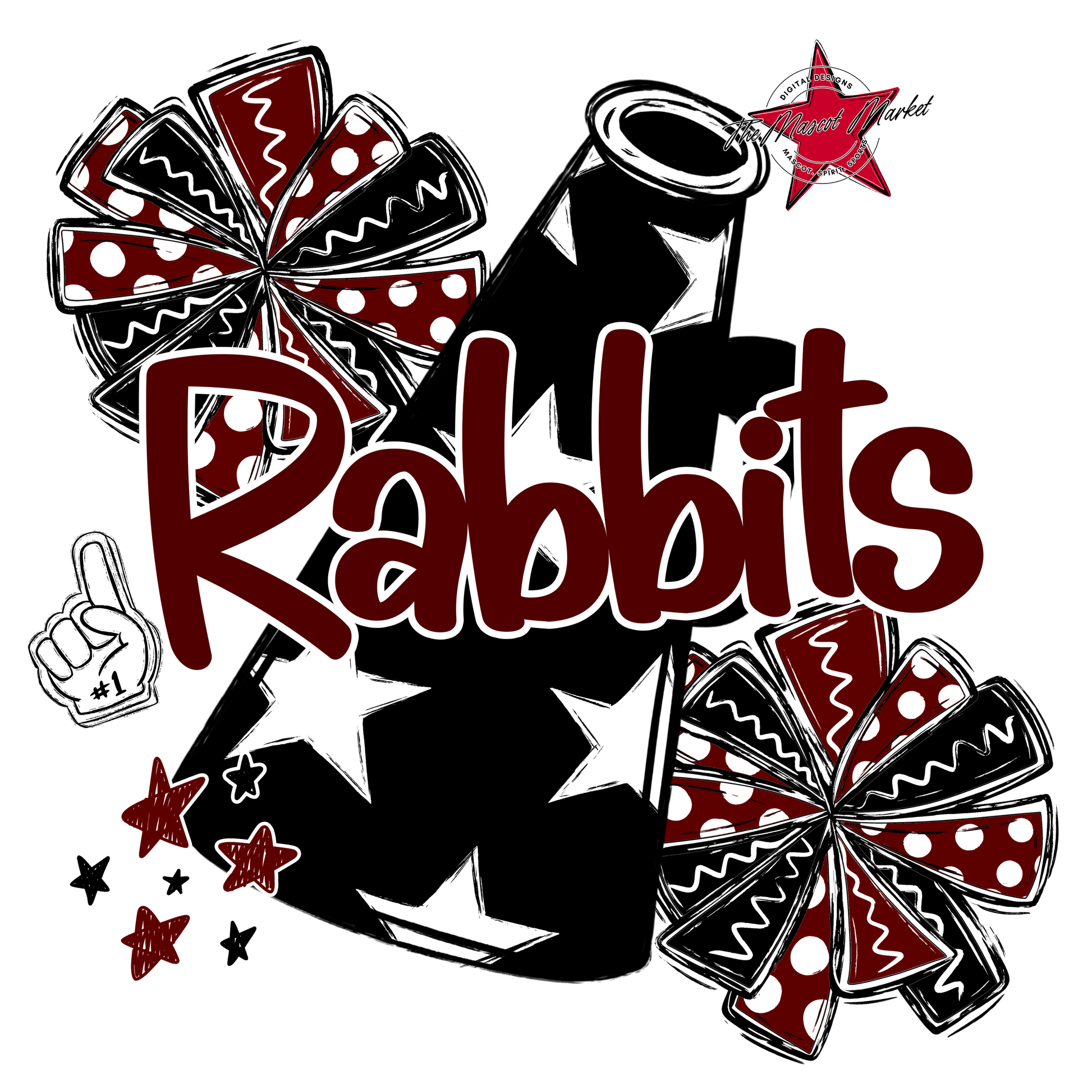 Rabbits Alpha Megaphone Design-Maroon