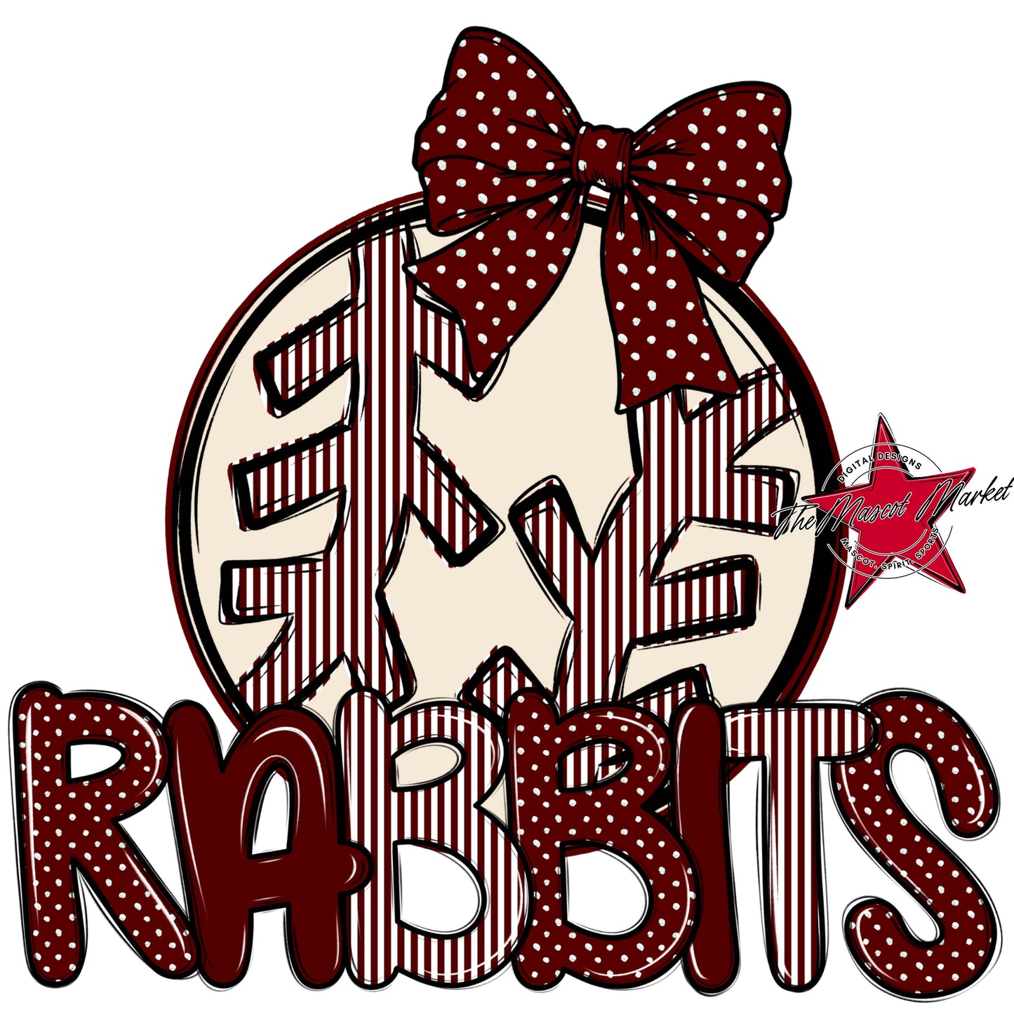 Rabbits Baseball-Softball Spirit Design-Maroon