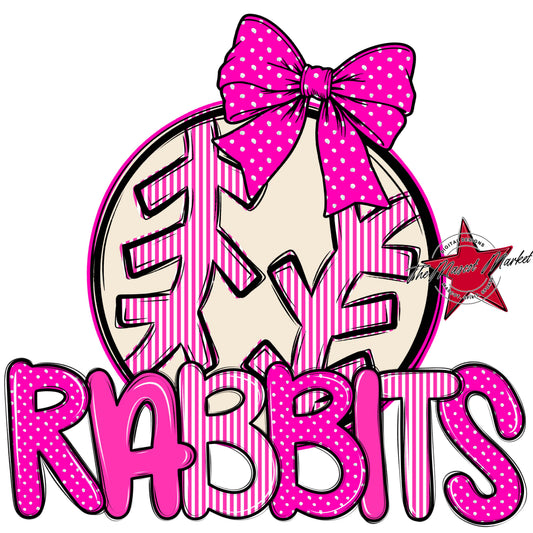 Rabbits Baseball-Softball Spirit Design-Pink
