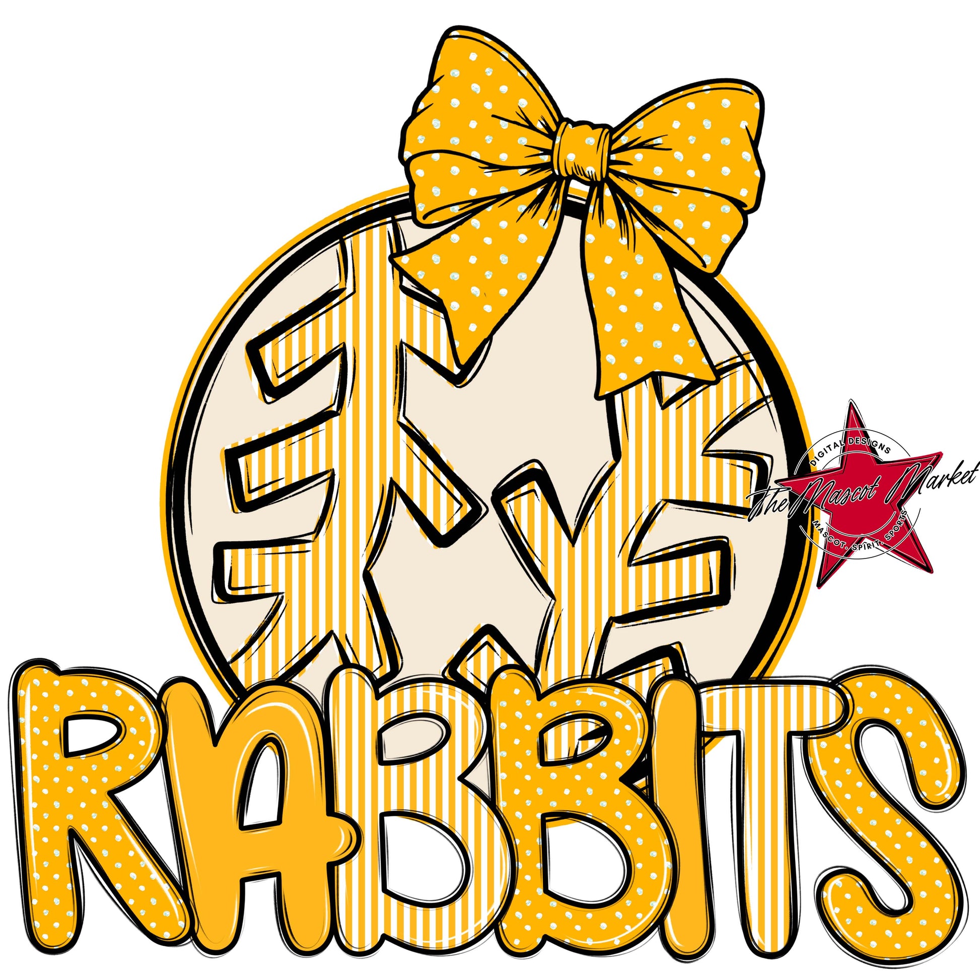 Rabbits Baseball-Softball Spirit Design-Yellow
