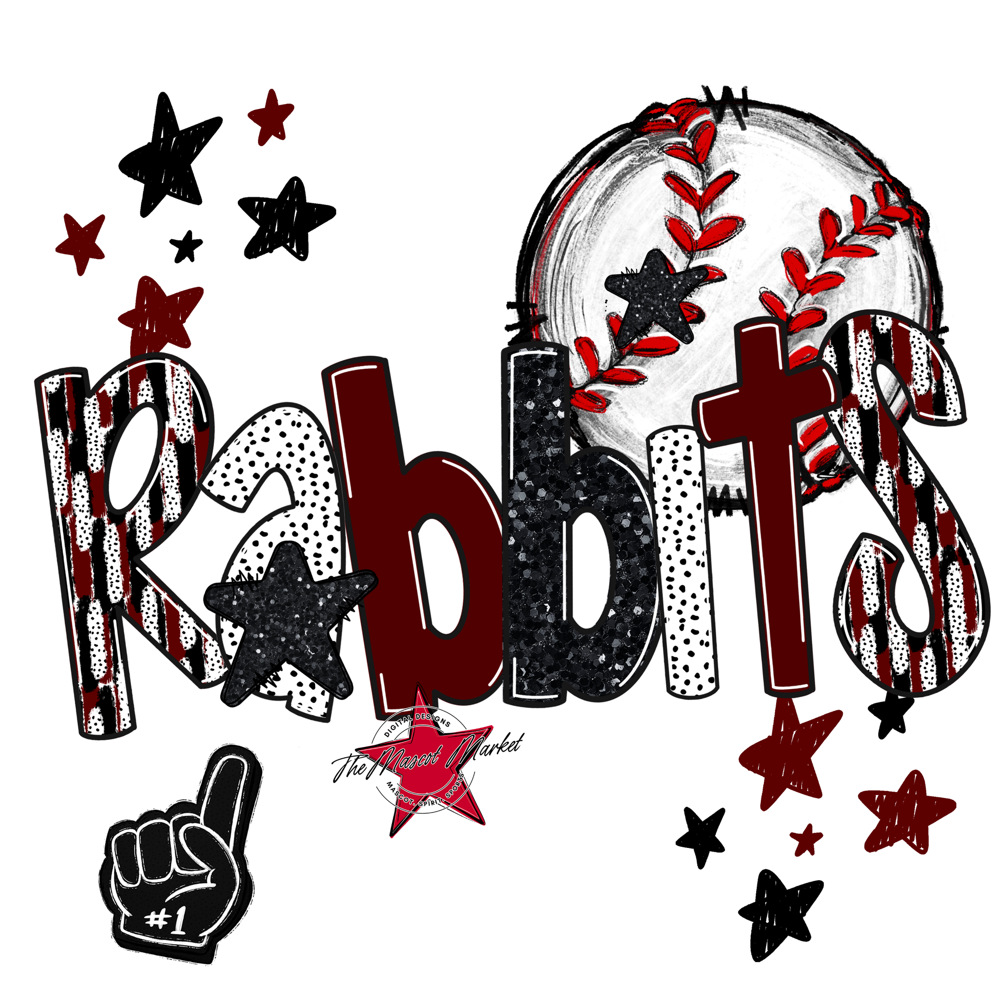 Rabbits Baseball Scrape-Maroon