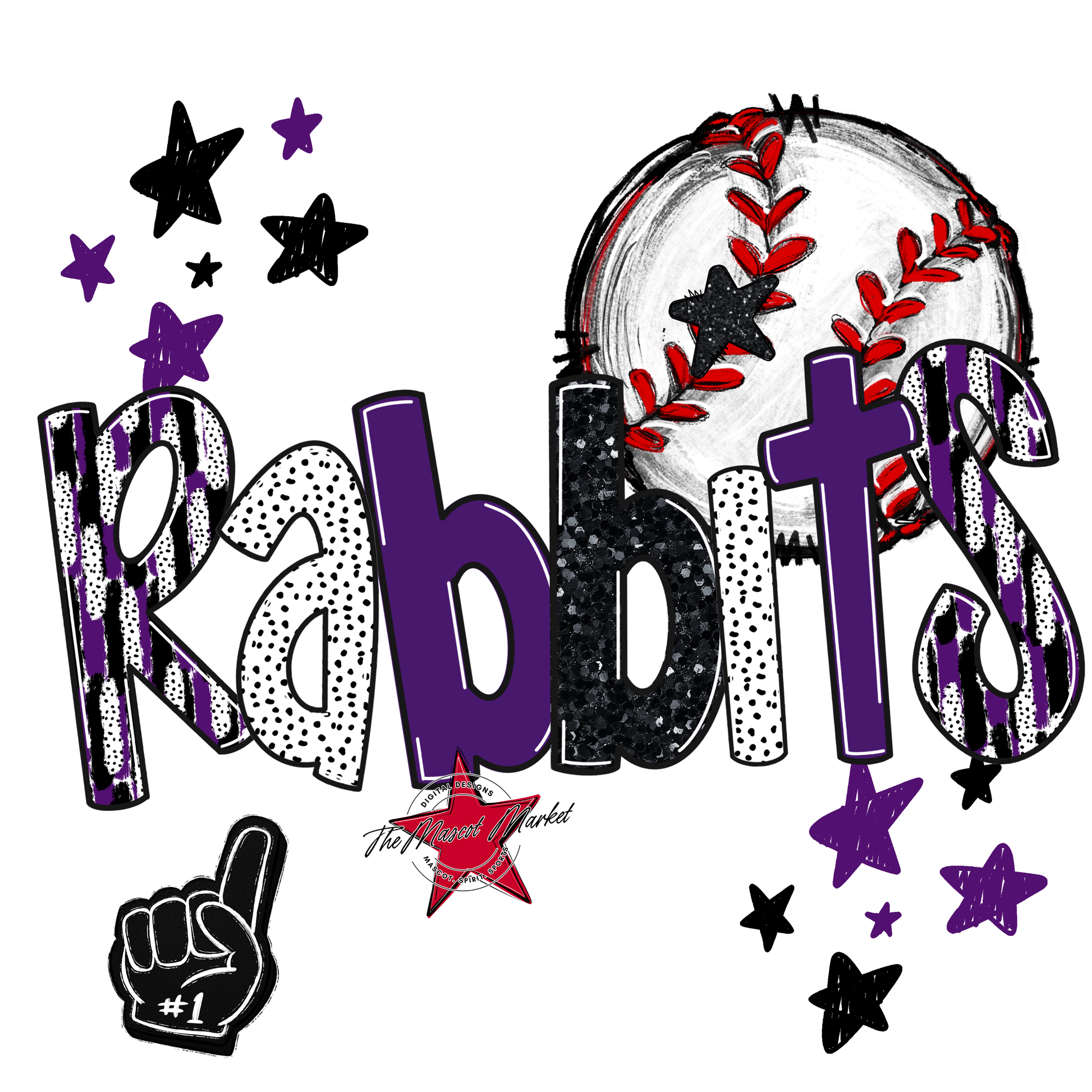 Rabbits Baseball Scrape-Purple