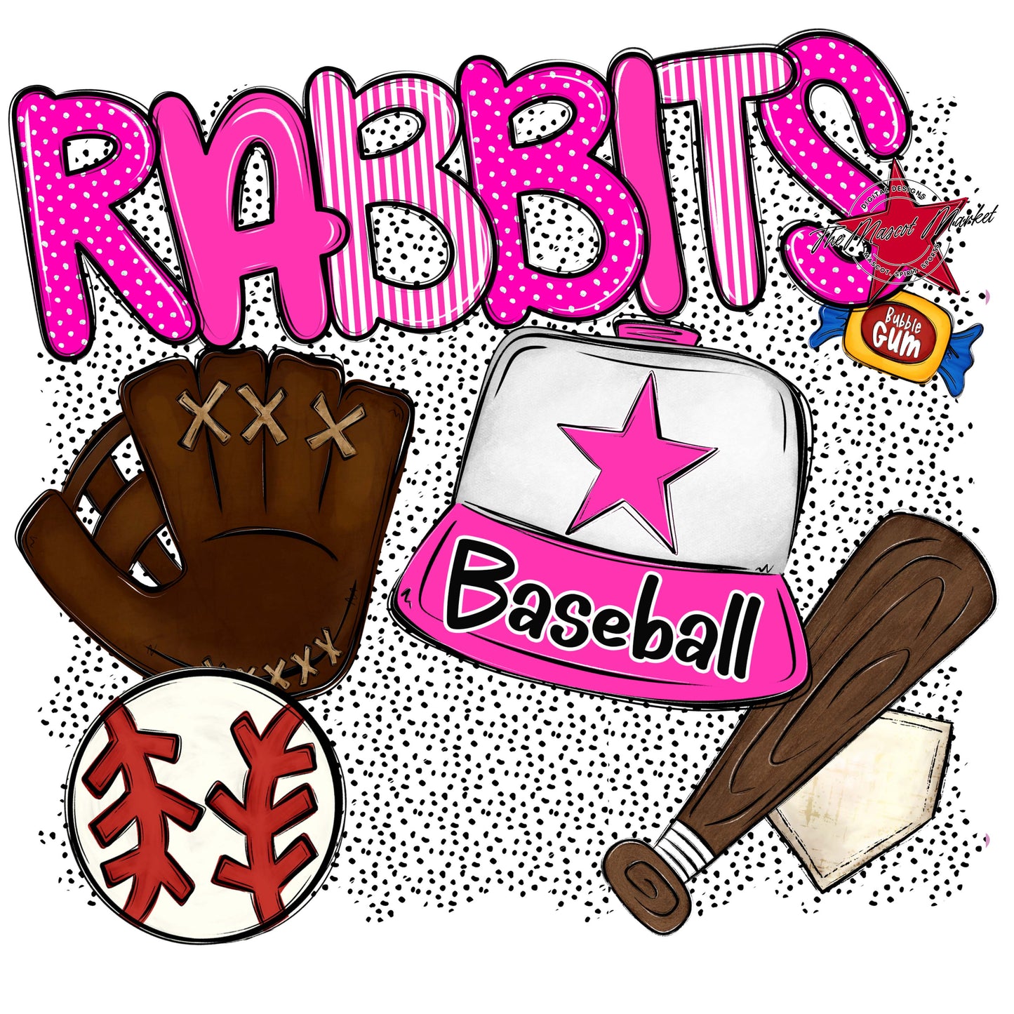 Rabbits Baseball Spirit-Pink